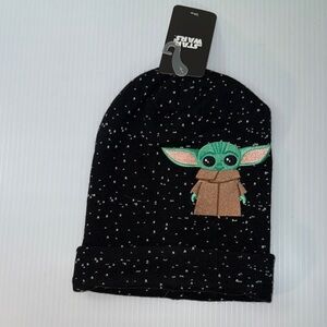 Star Wars Black Beanie with Green and Brown Baby Yoda